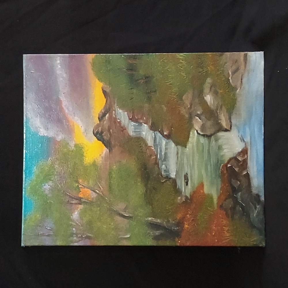 Seven Falls at Sunset Oil on canvas board 8"×10" (inches)